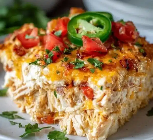 Delicious Rotel cheese chicken served with creamy cottage cheese for a flavorful dinner.
