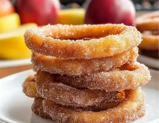 Delicious baked apple fritters served on a plate, perfect homemade dessert.