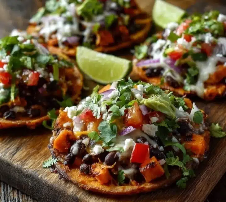 Black Bean and Sweet Potato Tostadas | Vegan Delight Healthy Dinner