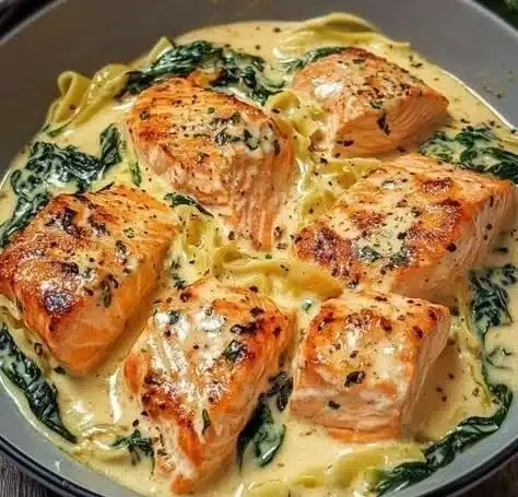 Baked salmon dish with honey butter glaze, perfect for Christmas dinner