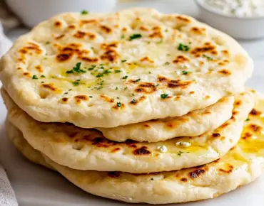 Homemade cottage cheese flatbread fresh out of the oven, ready to be served.
