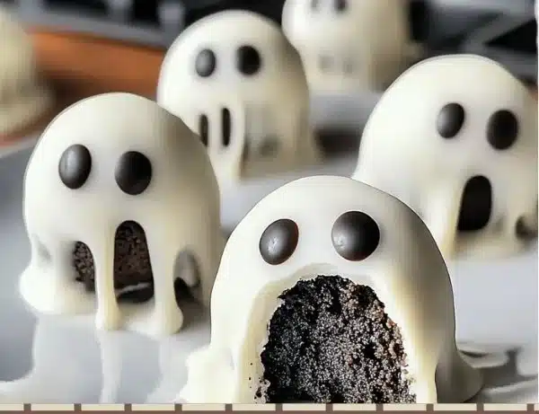 Delicious Ghost OREO Truffles decorated for Halloween