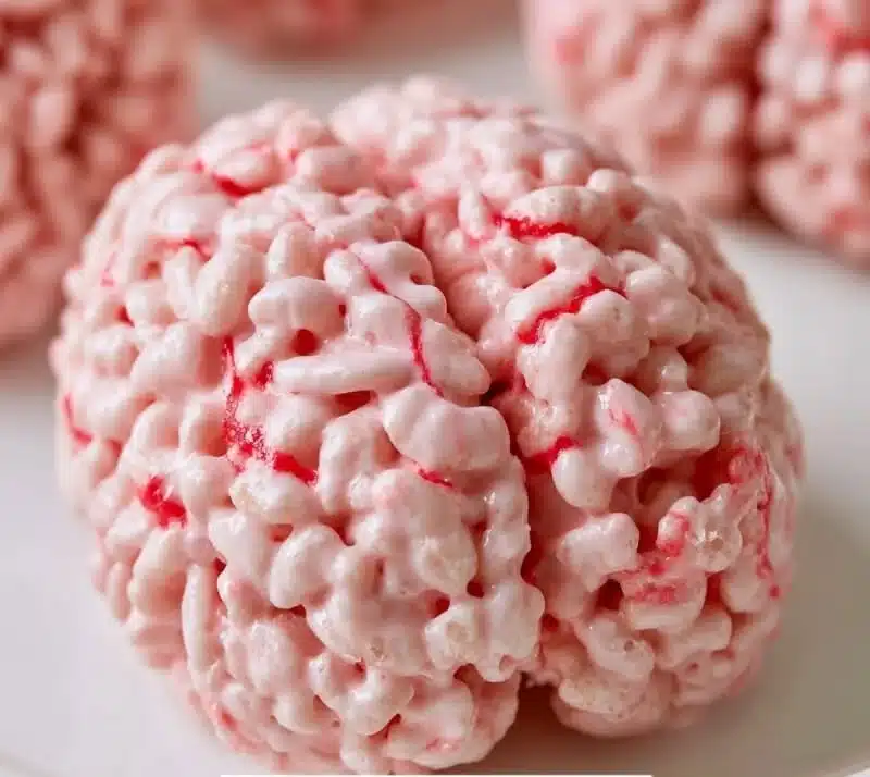 Homemade Marshmallow Brain Rice Krispies shaped like a brain
