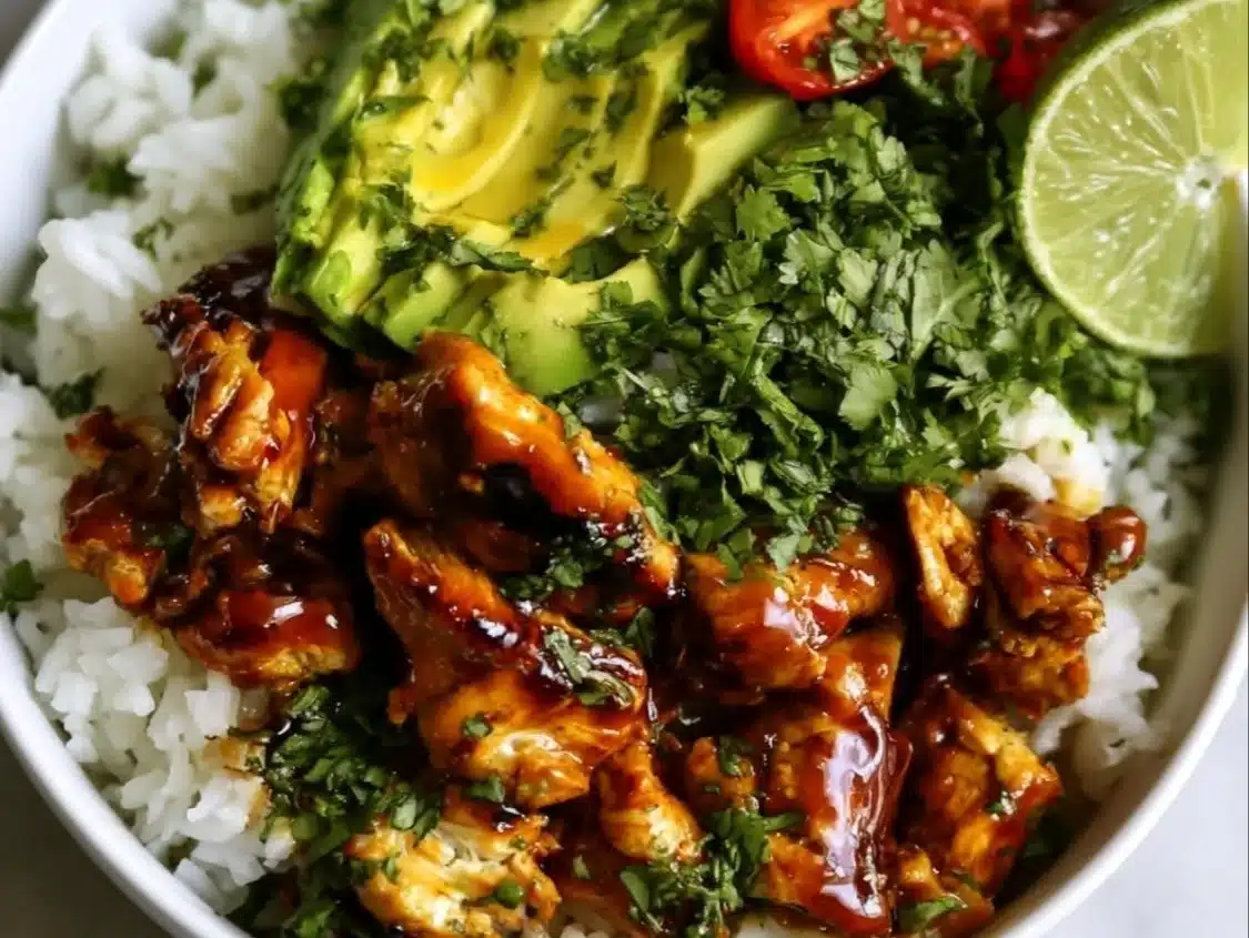 Honey Lime Chicken and Avocado Rice Bowl | Healthy Dinner