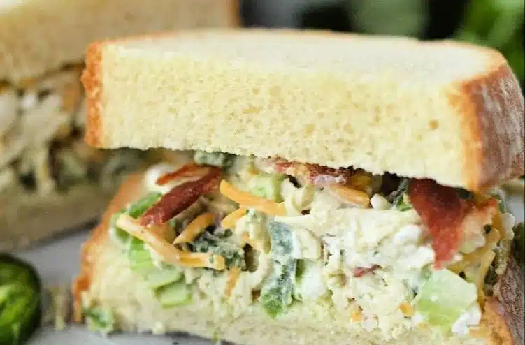 Low carb jalapeno popper cottage cheese chicken salad in a bowl