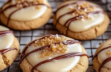 Chewy cookies dipped in white chocolate with a maple flavor for the holidays.