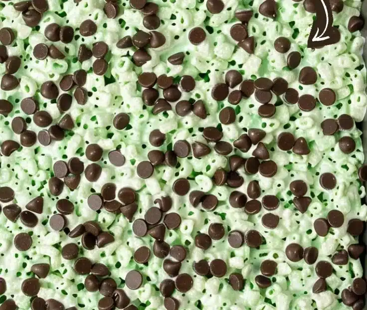 Mint Chocolate Chip Rice Krispie Treats (No-Bake)