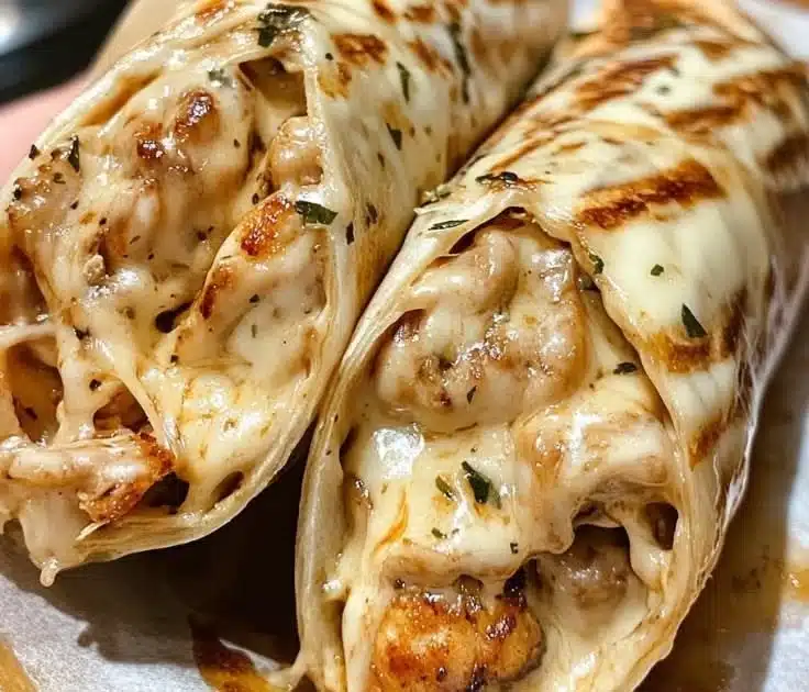 Cheesy garlic chicken wraps recipe for a quick and delicious dinner