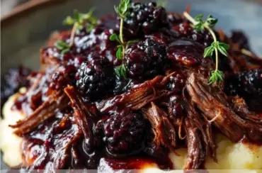 Slow cooker blackberry beef with shaved beef and blackberry compote
