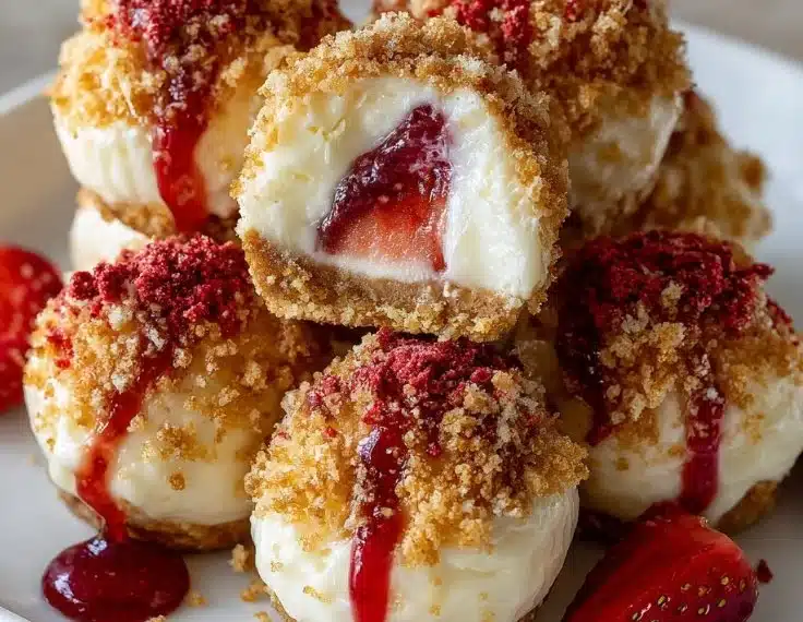 Strawberry Crunch Cheesecake Bites – Creamy, Crunchy & Irresistibly Fun!